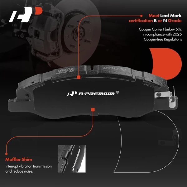 4 Pcs Front Left & Right Ceramic Brake Pad for Honda Odyssey 2018-2023 V6 3.5L