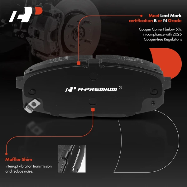 4 Pcs Front Ceramic Brake Pad for Kia Forte 19-22 Soul Hyundai Elantra GT 18-20