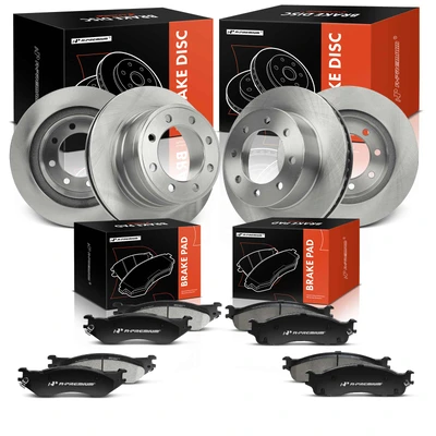 12 Pcs Front & Rear Disc Rotors & Brake Pads