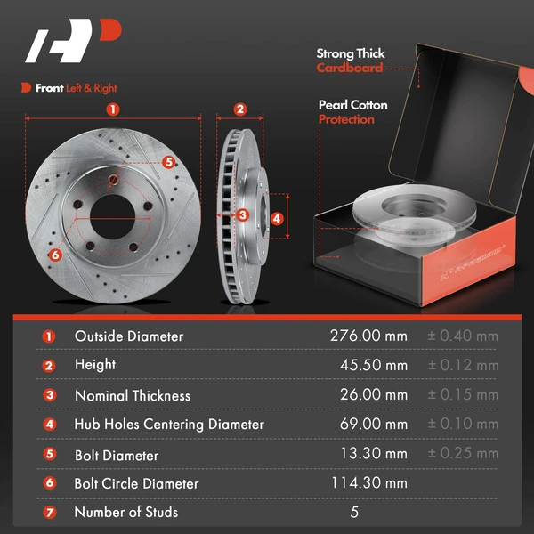 Brake Pad and Rotor Kit, 6 Pcs, Front Driver & Passenger, A-Premium, APBRPS349