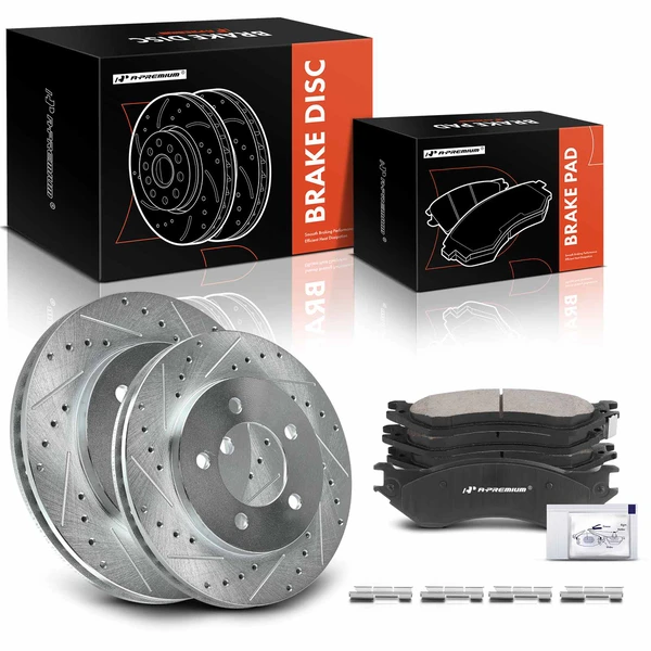 1998-2002 Lincoln Navigator Brake Pad and Rotor Kit, 6 Pcs, Front Driver & Passenger, A-Premium, APBRPS360