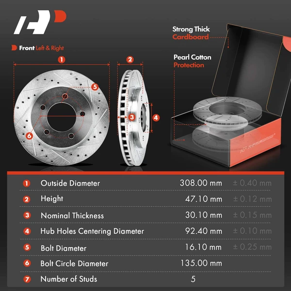 Brake Pad and Rotor Kit, 6 Pcs, Front Driver & Passenger, A-Premium, APBRPS360