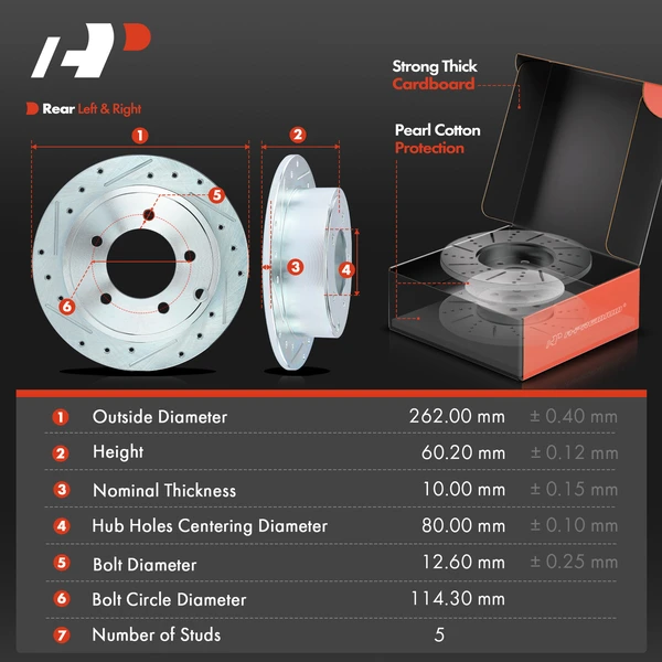 Drilled & Slotted Disc Brake Rotors and Ceramic Pads Kit, 12 Pcs, Front & Rear, A-Premium, APBRPS476