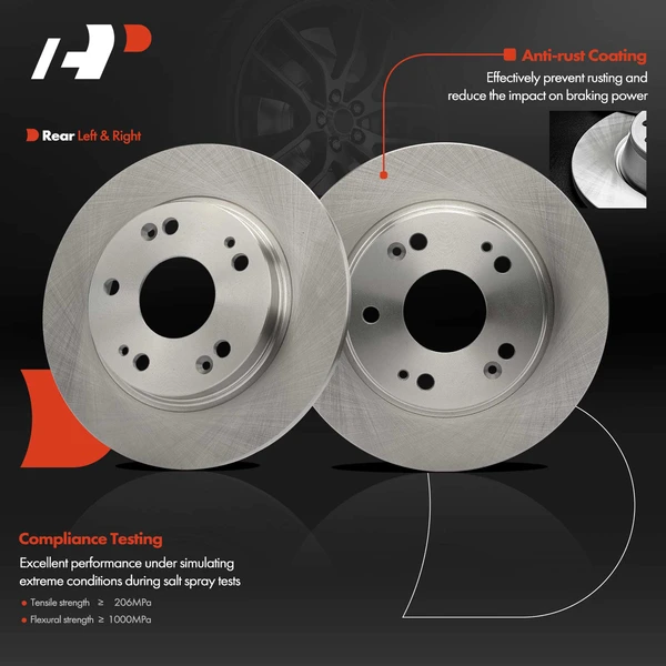 2 Pcs Rear Disc Brake Rotors for Honda CR-Z 2011-2015