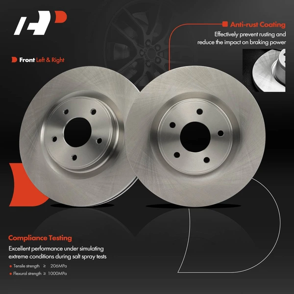 2 Pcs Front Disc Brake Rotors for INFINITI Q50 14-23 JX35 QX50 370Z Pathfinder