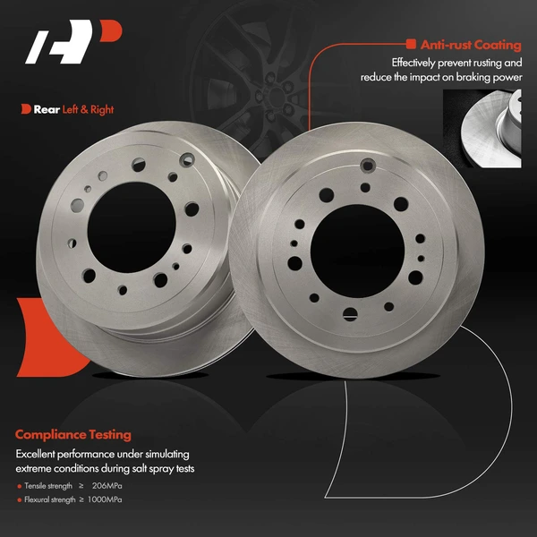 2 Pcs Rear Disc Brake Rotors for Toyota Land Cruiser Lexus LX470 1998-2007