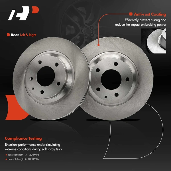 2 Pcs Rear Disc Brake Rotors for Mazda RX8 2004-2011