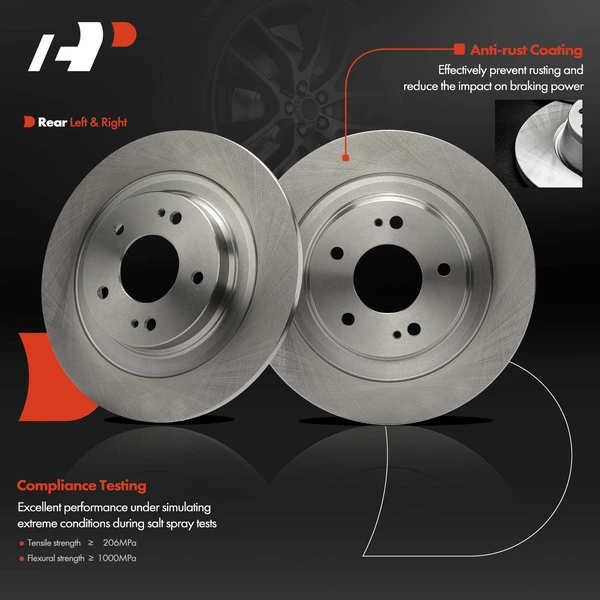 2 Pcs Rear Disc Brake Rotors for Mitsubishi Outlander PHEV Sport Eclipse