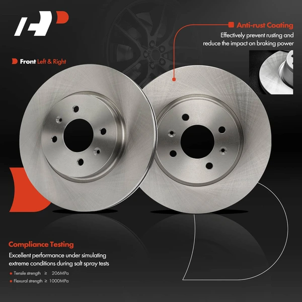 2 Pcs Front Disc Brake Rotors for Hyundai Accent 18-20 Kia Rio 12-22