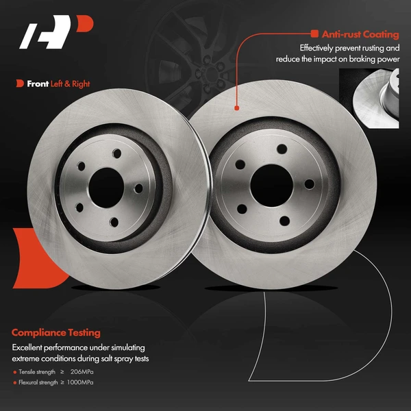 2 Pcs Front Disc Brake Rotors for Jeep Grand Cherokee SRT8 2006-2010