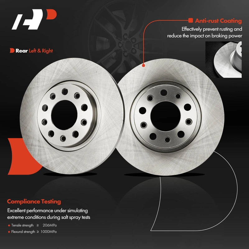 2 Pcs Rear Disc Brake Rotors for Chrysler 200 2015-2017 Jeep Cherokee 2014-2022