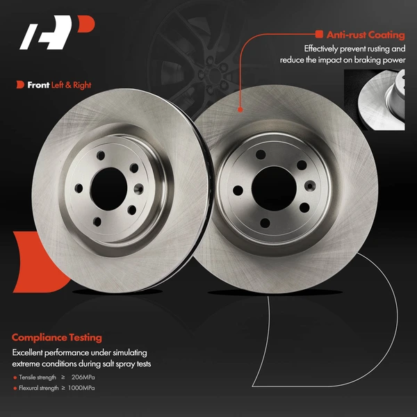 2 Pcs Front Disc Brake Rotors for Ford Mustang 2011-2014 3.7L V8 5.0L