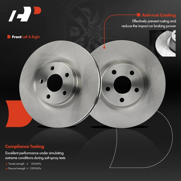 2 Pcs Front Disc Brake Rotors for Ford Edge 15-22 Lincoln Continental