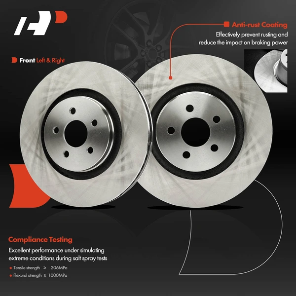 2 Pcs Front Disc Brake Rotors for Ford Edge 15-22 Fusion Lincoln MKX