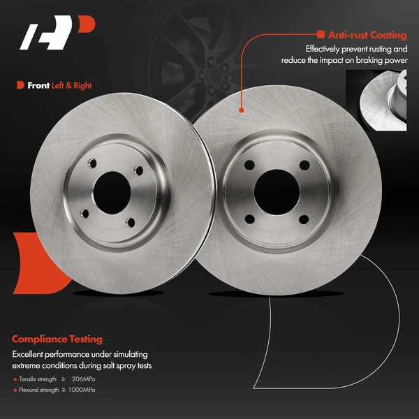 2 Pcs Front Disc Brake Rotors for Ford EcoSport 2018-2022