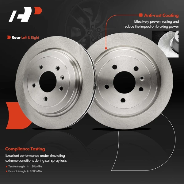 2 Pcs Rear Disc Brake Rotors for Cadillac DTS 2006-2011 Deville 2000-2005