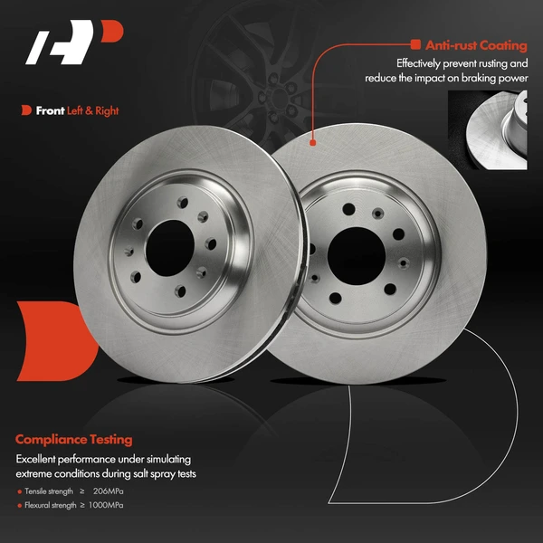 2 Pcs Front Disc Brake Rotors for Cadillac CTS 06-07 STS 05-08 Pontiac Bonneville