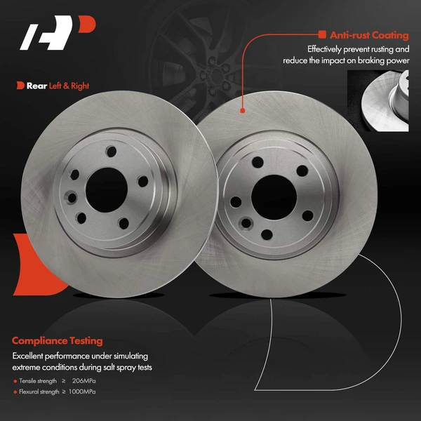 2 Pcs Rear Disc Brake Rotors for Jaguar E-Pace 18-22 Land Rover Discovery Sport