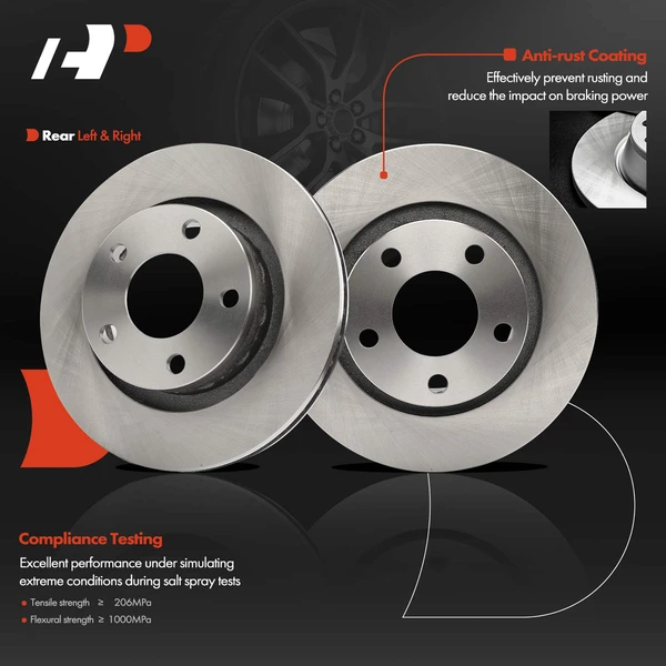 2 Pcs Rear Disc Brake Rotors for Audi A6 Quattro 00-04 S6 Volkswagen Passat 02-04
