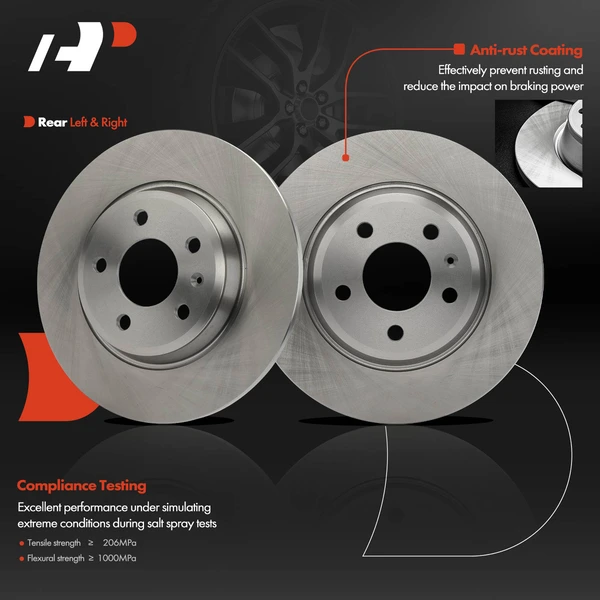 2 Pcs Rear Disc Brake Rotors for Audi A4 allroad A5 A6 A7 Quattro Q5