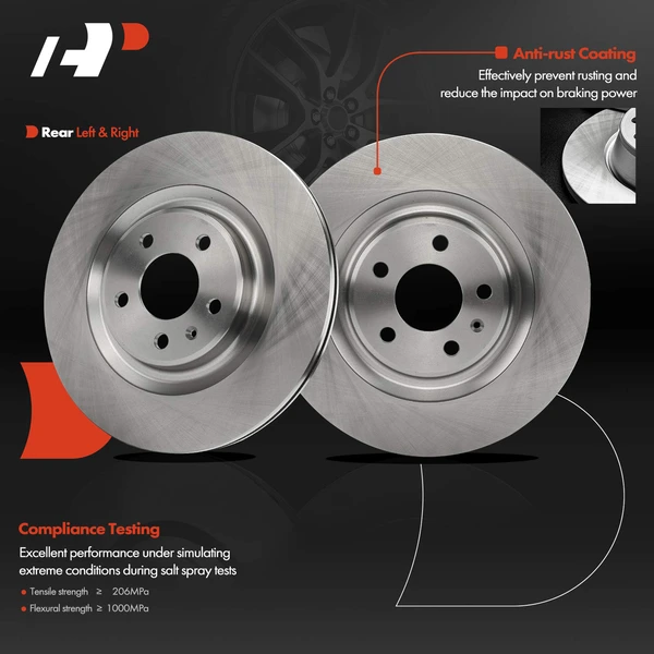 2 Pcs Rear Disc Brake Rotors for Audi A4 allroad A4 Quattro A5 A6 A7 Porsche