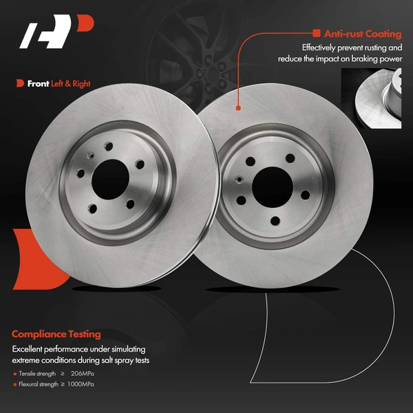 2 Pcs Front Disc Brake Rotors for Audi A5 A6 Quattro A7 Quattro Q5 S4 Porsche 345mm