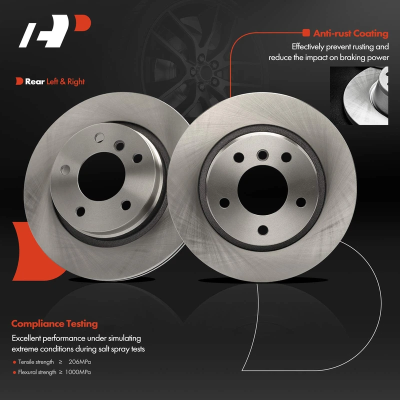 2 Pcs Rear Disc Brake Rotors for BMW E90 E46 325Ci 2001-2006 323i 325i 328Ci