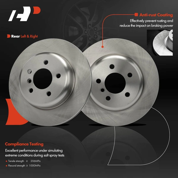 2 Pcs Rear Disc Brake Rotors for BMW F10 528i 535i 535d xDrive