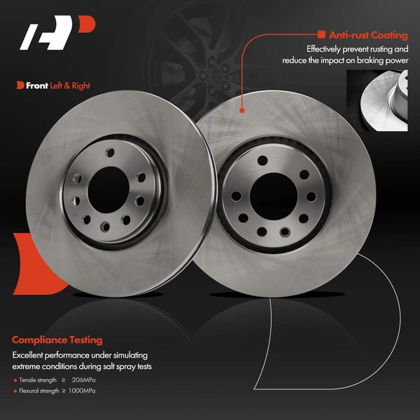 2 Pcs Front Disc Brake Rotors for Saab 9-3 9-5 Chevy Saturn Astra