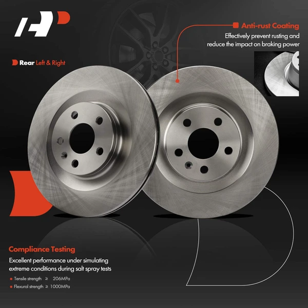 2 Pcs Rear Disc Brake Rotors for Volvo V60 V90 Cross Country S60 S90 XC60