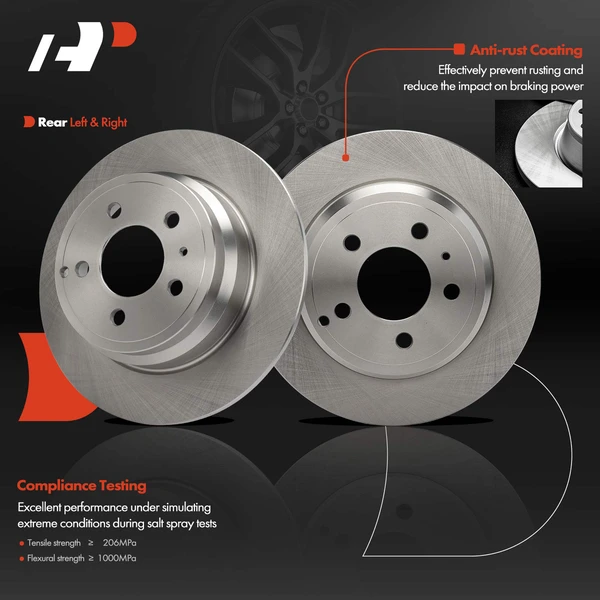 2 Pcs Rear Disc Brake Rotors for Volvo C70 1998-2004 S70 V70 850 1994-1997