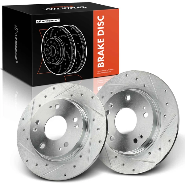 2 Pcs Rear Drilled Brake Rotors for Honda CR-Z 2011-2015