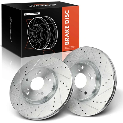 2 Pcs Front Drilled Brake Rotors
