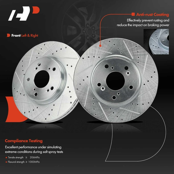 2 Pcs Front Drilled Brake Rotors for Honda Accord 2013 2016-2017 HR-V 2016-2022
