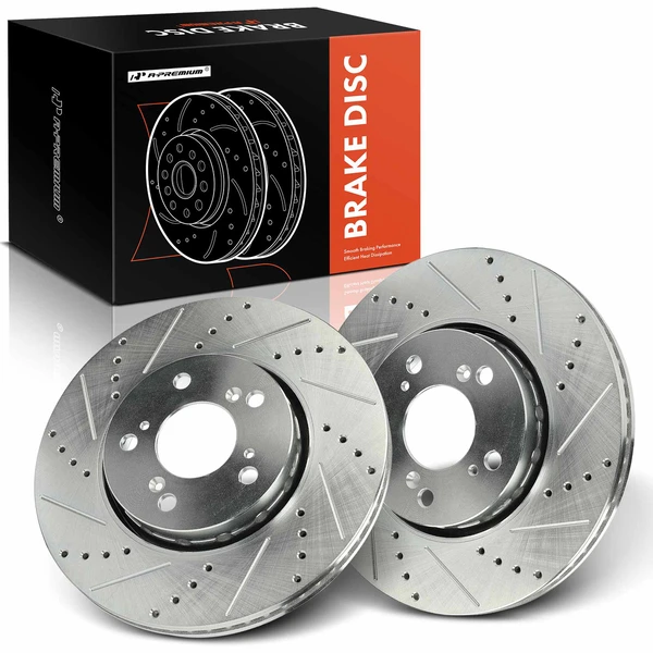 2 Pcs Front Drilled Brake Rotors for Acura RLX 2014-2020 V6 3.5L