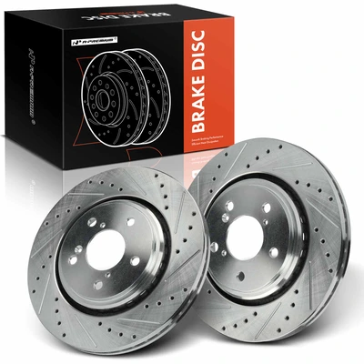 2 Pcs Front Drilled Brake Rotors