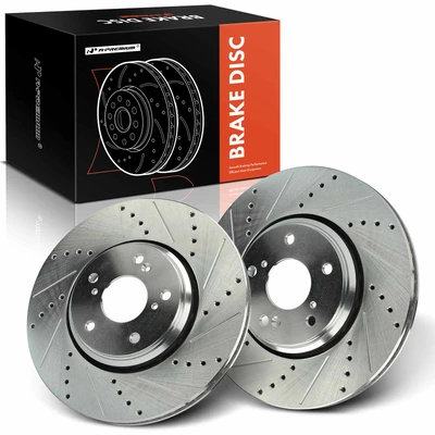 2 Pcs Front Drilled Brake Rotors