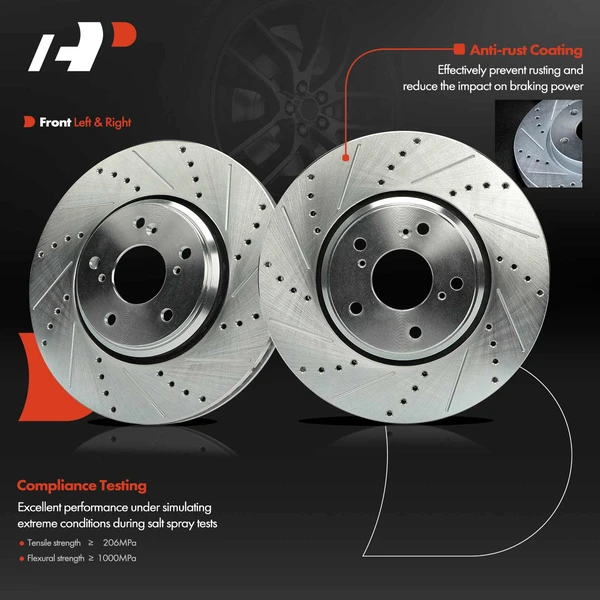 2 Pcs Front Drilled Brake Rotors for Acura ILX 2017-2022 Honda Accord 2016-2017