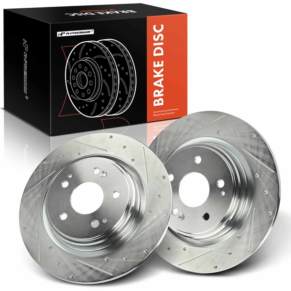 2 Pcs Rear Drilled Brake Rotors for Acura MDX 2017-2020 V6 3.0L V6 3.5L