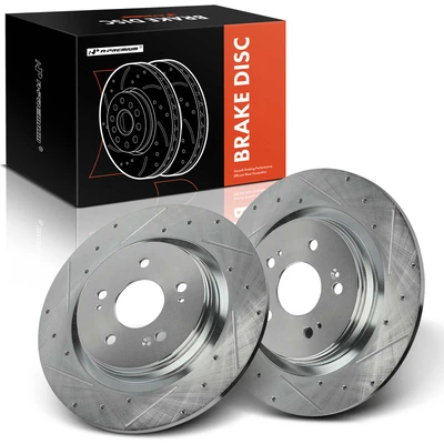 2 Pcs Rear Drilled Brake Rotors