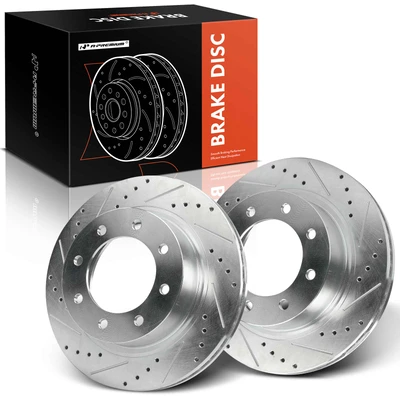 2 Pcs Front Drilled Brake Rotors