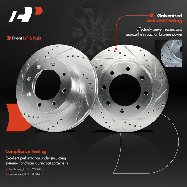 2 Pcs Front Drilled Brake Rotors for Nissan NV1500 12-21 NV2500 NV3500 12-21