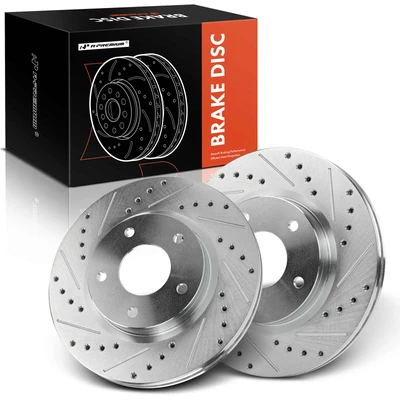 2 Pcs Front Drilled Brake Rotors