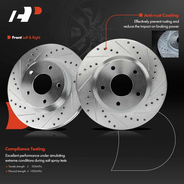 2 Pcs Front Drilled Brake Rotors for Nissan Sentra 2013-2019 1.8L
