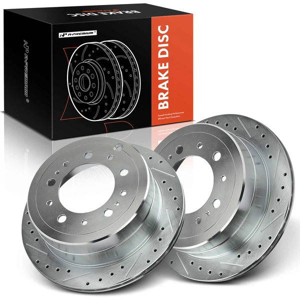 2 Pcs Rear Drilled Brake Rotors for 1998-2007 Lexus LX470