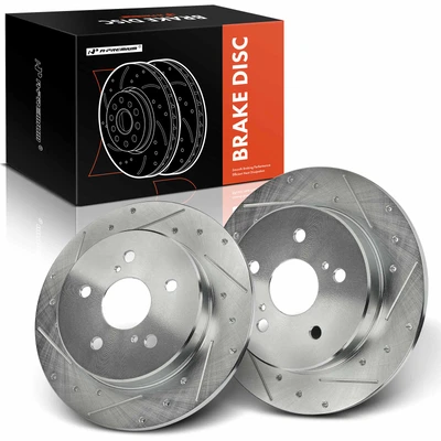 2 Pcs Rear Drilled Brake Rotors