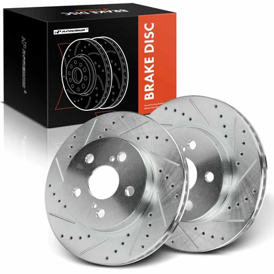 2 Pcs Front Drilled Brake Rotors