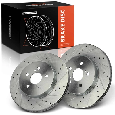 2 Pcs Front Drilled Brake Rotors