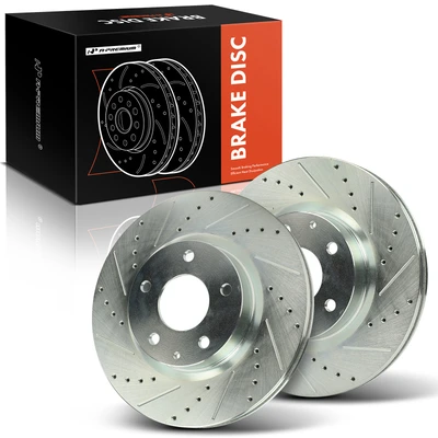 2 Pcs Front Drilled Brake Rotors