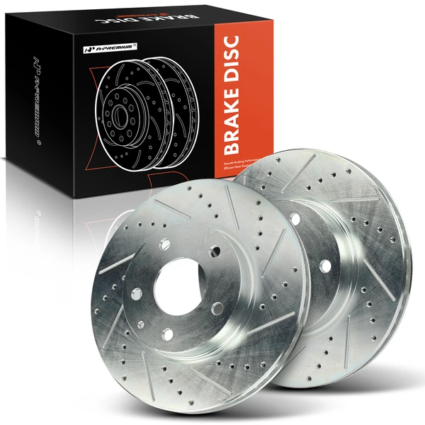 2 Pcs Front Drilled Brake Rotors for 2016-2022 Mazda CX-3